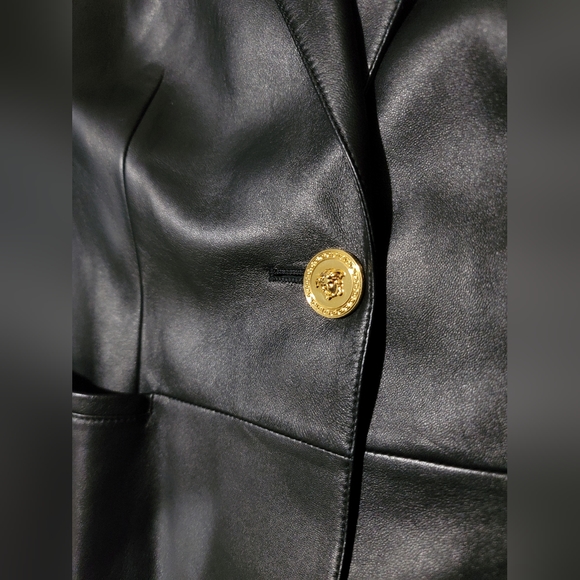 Flash sale⚡️Versace Safety pin-embelisshed Leather Blazer - Picture 10 of 13